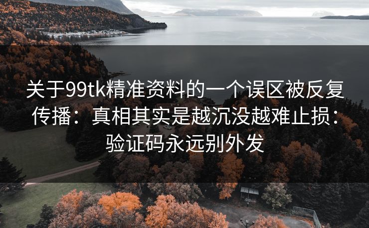 关于99tk精准资料的一个误区被反复传播：真相其实是越沉没越难止损：验证码永远别外发